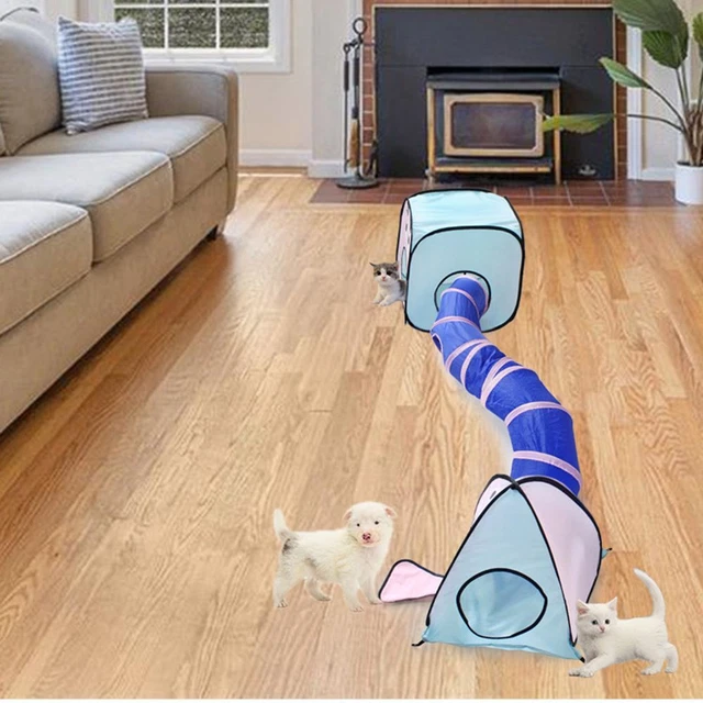 Bola colgante en forma de pez mascota túnel tubo gato juguete de ejercicio conejo producto de juego