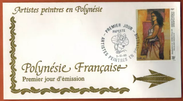 1993.Papeete-Fdc Enveloppe timbrée 1°Jour**A.Morère-Artiste peintre-Polynésie