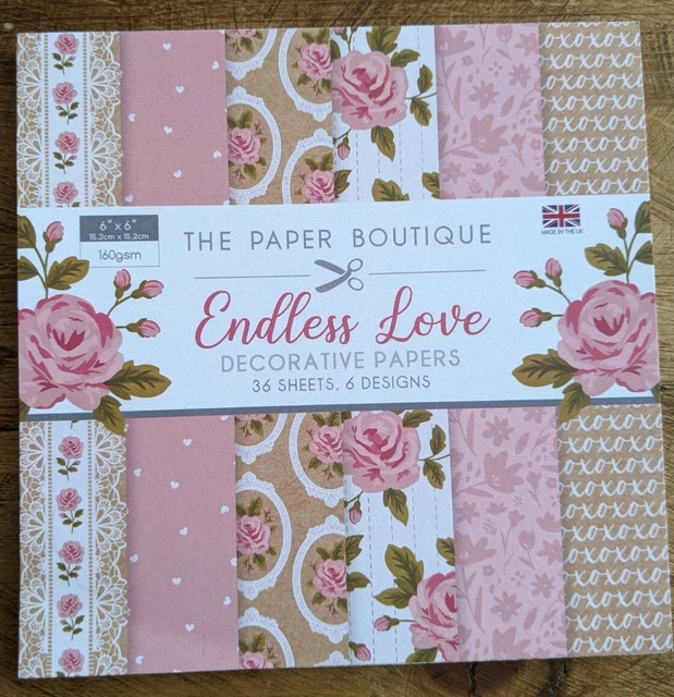 THE PAPER BOUTIQUE ""ENDLESS LOVE"" DEKOPAPIERE 36 Blatt, 6 Designs
