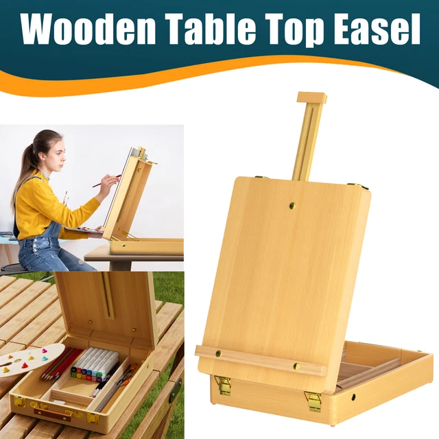 2024 WOODEN BEECHWOOD Adjustable Table Top Artist's Box Easel with