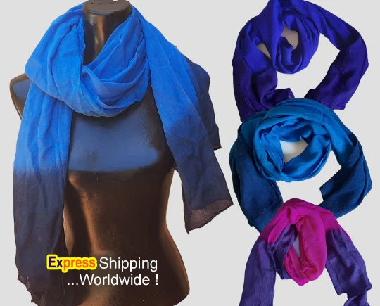 Foulard Touareg Artisanal Bleu Indigo - Écharpe Berbère Unisexe - Coton 170cm