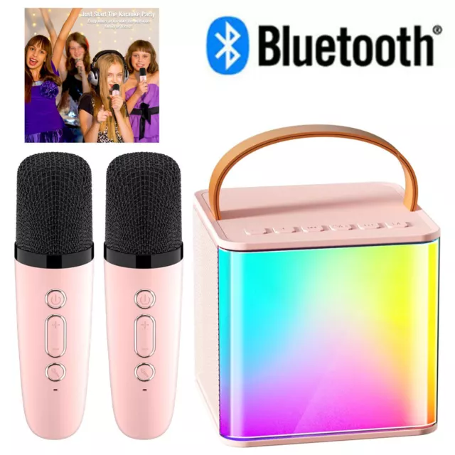 LED Karaoke Anlage Maschine Bluetooth Lautsprecher Geschenke Mit 2 Mikrofonen DE