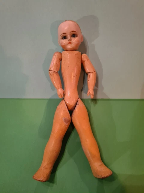 RARE Poupée Ancienne Soldat – Composition Et Corps Rembourré – 31 Cm – À Restaurer