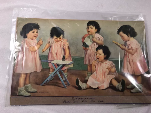 VTG 1936 Dionne Quintuplets NEA Service Inc Calendar Color Print picture 11x7