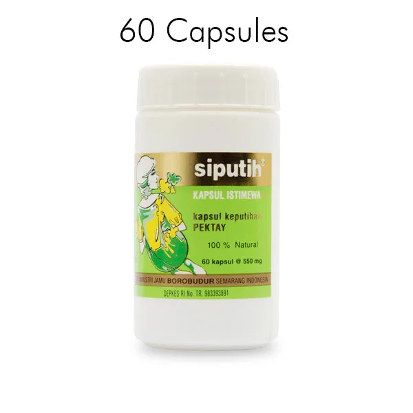 [BOROBUDUR JAMU] Suplemento herbal Siputih reduce el exceso de moco 60 cápsulas