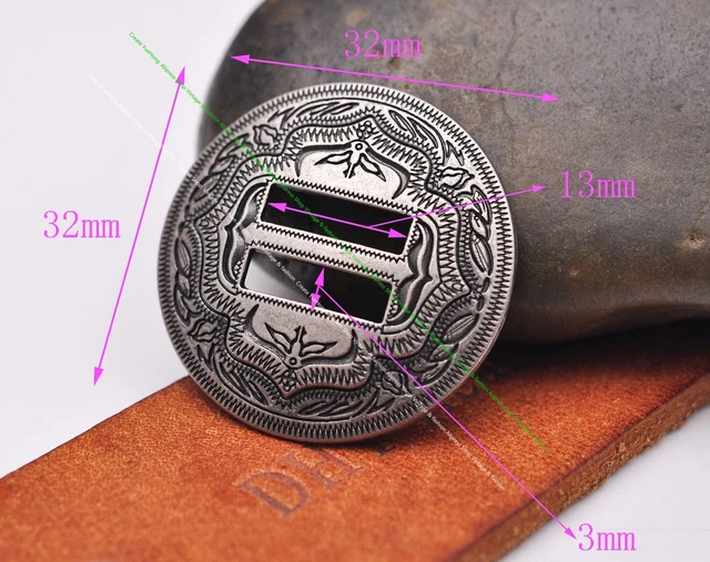 Hebilla Western Conchos - Sillas de montar de astilla dorada vaquero Concho Tack artesanías de cuero