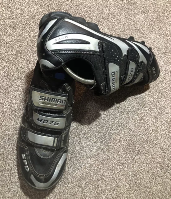 Mens  Shimano Spd Md76 Black & Silver Road Cycling Shoes Eur 46 Uk 10.5