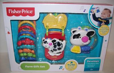 Fisher Price Farm Gift Set Baby Musical Rattle Linkable Toys NEW