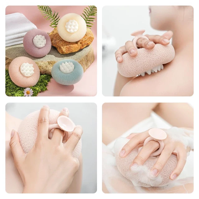 2Pcs New Upgrade 2-in-1 Super Soft Sunflower Suction Cup Bath Balls Sponge A