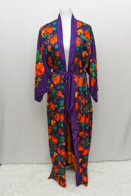 Vintage Christian Dior womens robe purple red orange floral long M+
