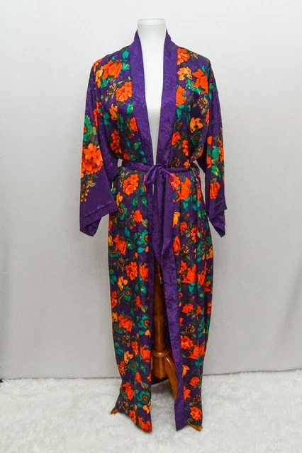 Vintage Christian Dior womens robe purple red orange floral long M+