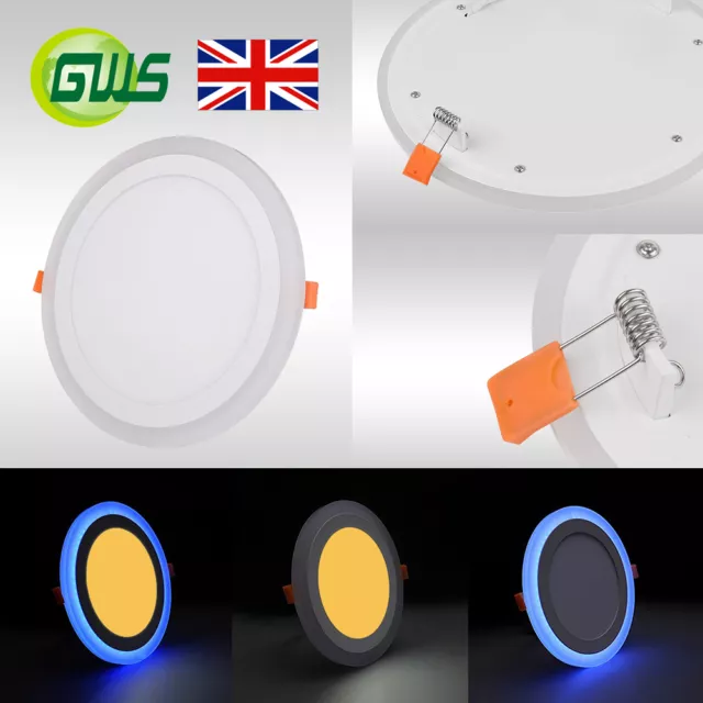 Led Recessed/Surface Mounted Blue Edge Lit Panel Light Round/Square Downlight