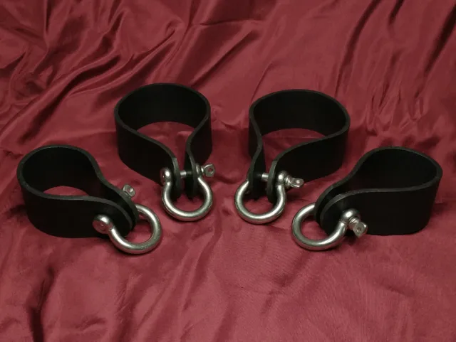 Volles Set 4cm! Breit Leder Schäkel Fessel Cuffs BDSM