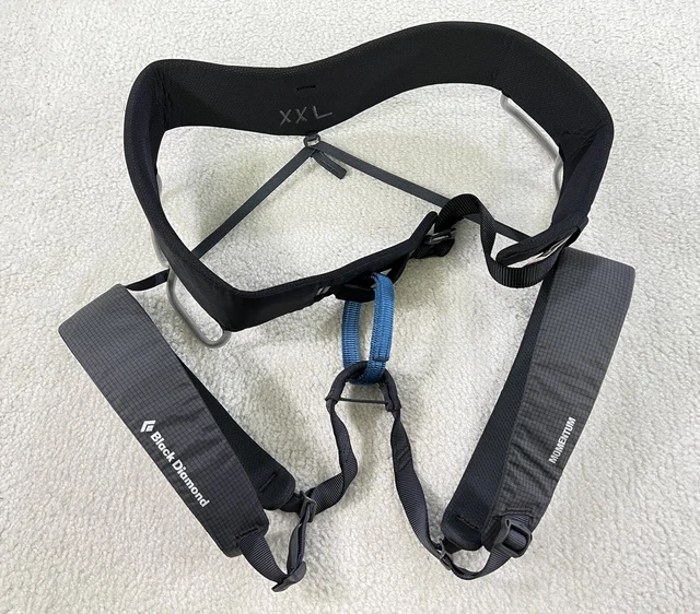 Black Diamond Momentum Harness Rock Climbing Grey Black Size 2XL 40-45”