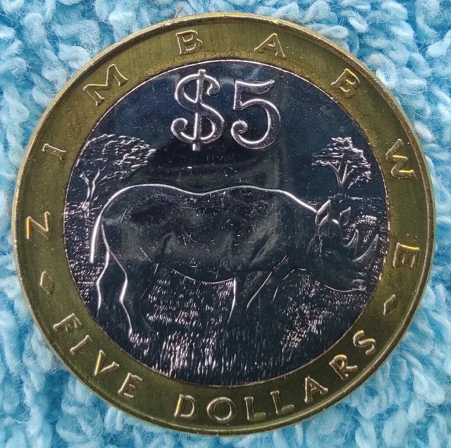 ZIMBABWE 5 dollars 2002 bimetallic KM#13 (SC/UNC)