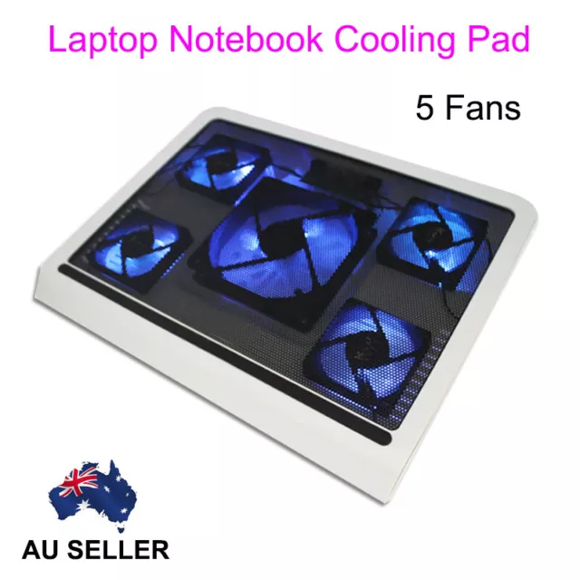 Laptop Cooling pad Notebook Cooler Stand USB 1-5 Fans LED Fit 7"-17"  AU Ship