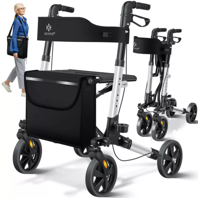 RETOURE Rollator Gehwagen Gehhilfe klappbar Alu-Rollator Leicht Laufhilfe