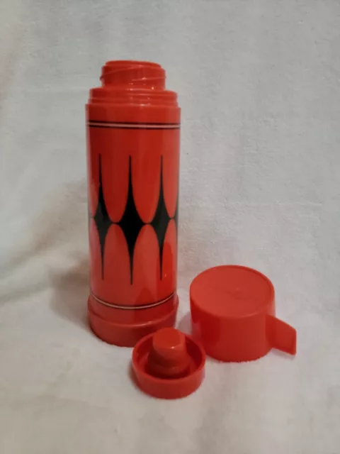 Retro Vintage Aladdin's Vanguard Thermos Bottle Quart Red & Black Diamond