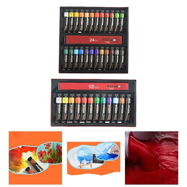 24 Farben Acrylfarbe Set zum Malen ungiftig und perfekt 12ml Größe