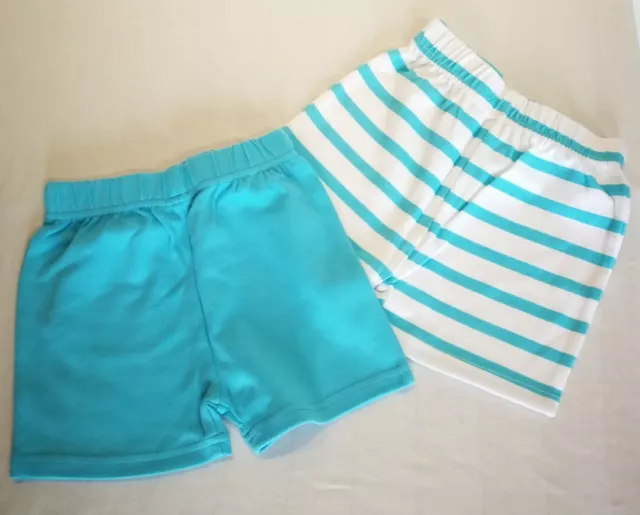 2 Paar Kleinkind Jungen Doppelpack blau weiß gestreifte Shorts Alter 12-18 Monate neu