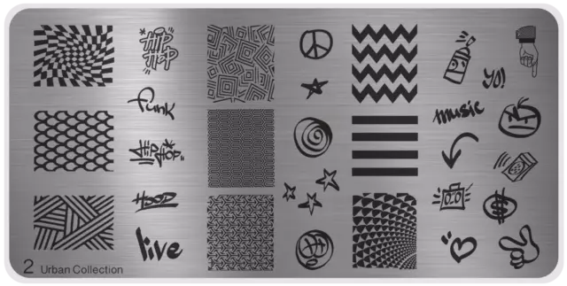 Urban Collection 2 Chevron XL Image Nail Stamping Plate MoYou Nail Art & Fashion