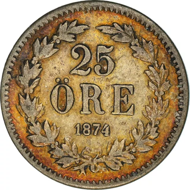 Sweden | Swedish 25 Ore Coin | King Oscar II | KM738 | 1874 - 1878