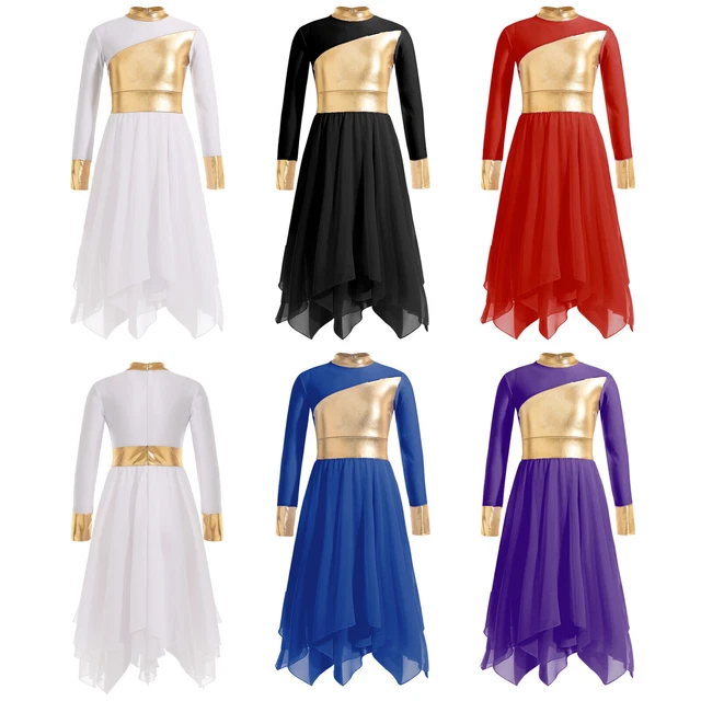 Girls Liturgical Full Length Worship Costume Dancewear Lyrical Dancewear Dress