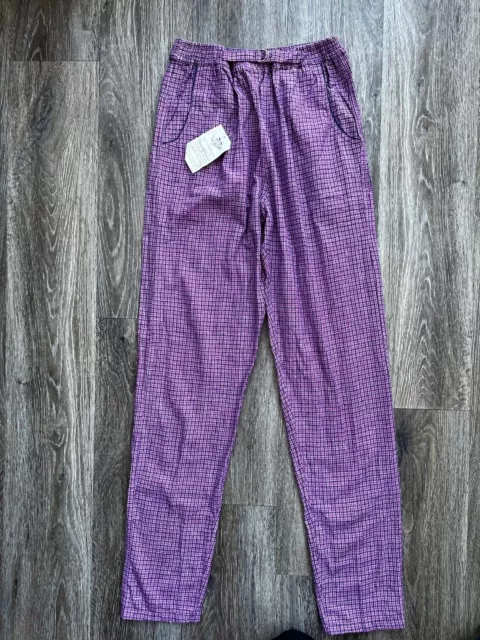 Purple check pants (size 10). high waisted stranger things fashion 80s Trousers