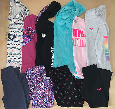 Girls CK Hurley Lucky Brand Puma Leggings Hoodie Shirt Outfit Clothes Size 5 Lot