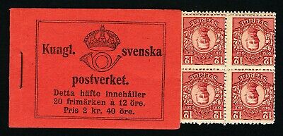 Sweden 1918 cpl Handmade booklet with 20 stamps Gustav V 12 öre Facit H10 O MNH