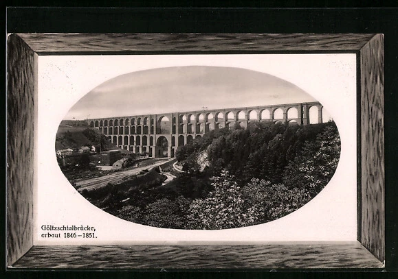 Präge-AK Netzschkau i. Sa., Blick auf die Göltzschtalbrücke 1903