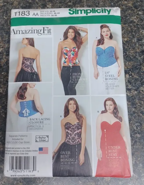 SIMPLICITY SEWING PATTERN 1183 Misses'/Womens' Corsets 10-18 OR