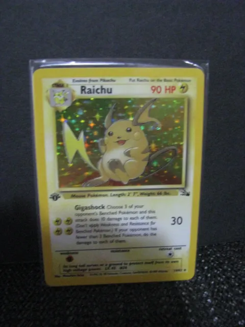 1999 Pokemon Fossil 1st Edition Raichu Holo Rare Card 14/62 Near Mint To Mint