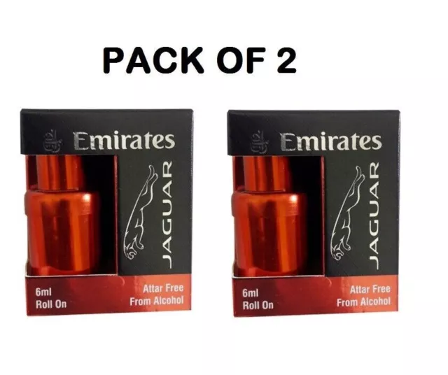 Jaguar Emirates Rouleau Sur Attar Ittar 6 ML Durable pour Unisexe (Paquet De 2)