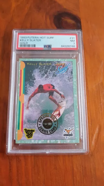 1993 Futera Hot Surf Kelly Slater Gold 1/500 Rookie Card Psa 7 Pop 5 3