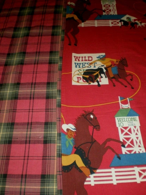 Bloomcraft Catfish Bite Duvet Cover / Quilt Wild West Pony Show Plaid Barn Red