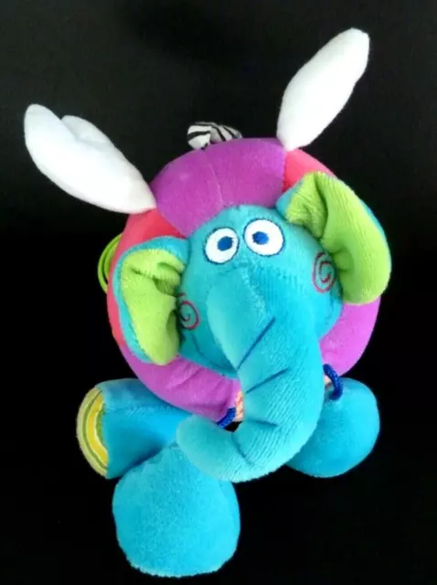 60. DOUDOU BOULE BEBECONFORT ACTIVITE ELEPHANT BLEU VIOLET ROSE AILE TBE Liresvp