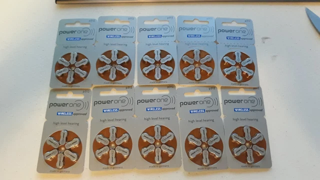 Baterías para audífonos Power one talla 312, PR41, P312 (60 baterías)