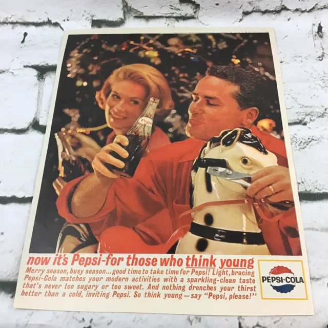 Vintage 1963 Pepsi-Cola Pepsi Please Advertising Art Christmas Soda Pop Print Ad