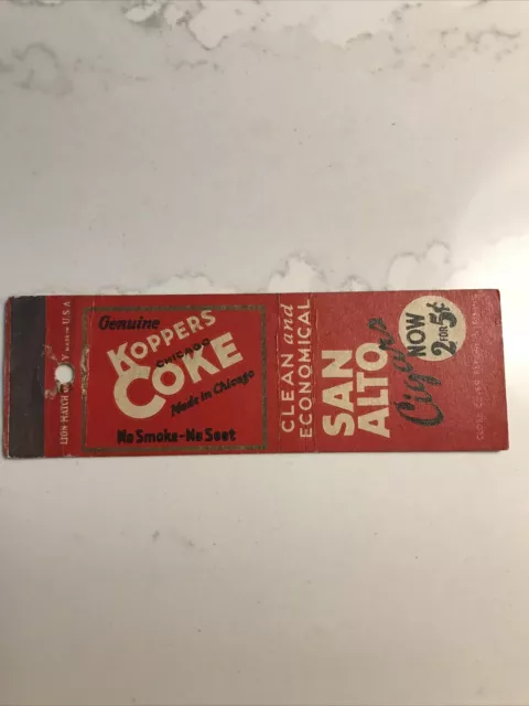 Koppers Chicago Coke San Alto Cigars Vintage Matchbook Cover