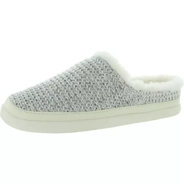 Toms Womens Sage  Sweater Knit Faux Fur Lined Scuff Slippers Shoes BHFO 5044