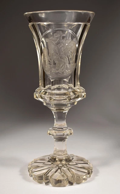 Unique Antique Engraved Goblet from the first half of the 19th century