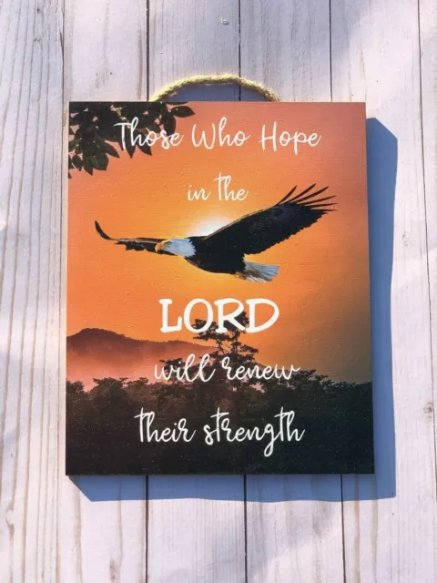 Those Who Hope In The Lord will Renew Their Strength Religious Wooden Sign Decor