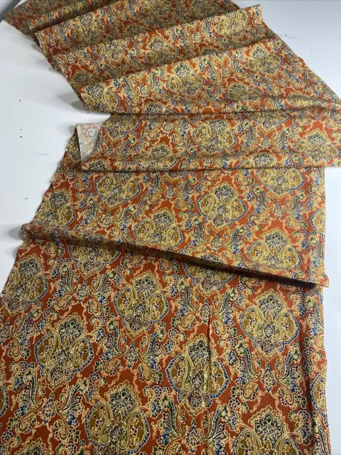 Vintage Japanese Kimono Silk Fabric, Dark Red Sarasa Long Panel 160cm(63")