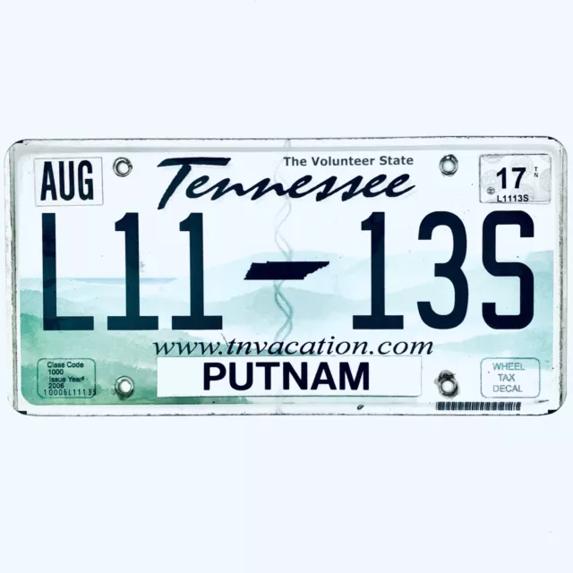 2017 United States Tennessee Putnam County Passenger License Plate L11 13S