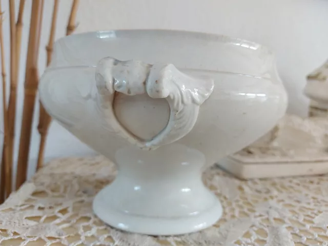 alte Soupiere Terrine Shabby Chic aus Frankreich Landhaus Stil Patina gestempelt