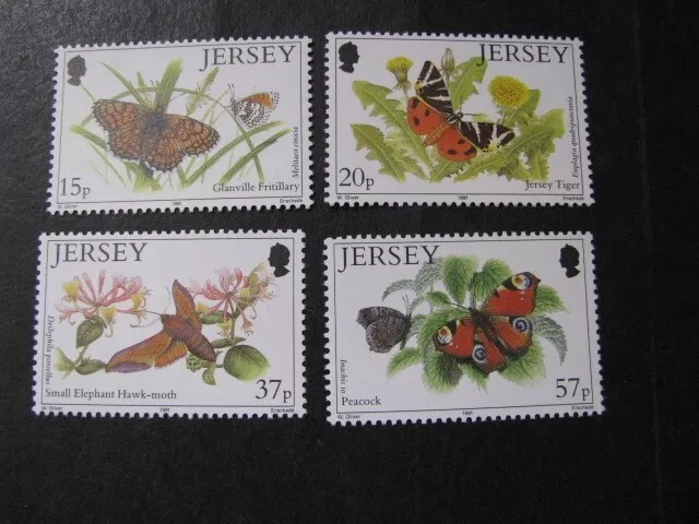 Jersey Stamp Butterflies & Moths Set Scott # 568-571 Never Hinged Unused.