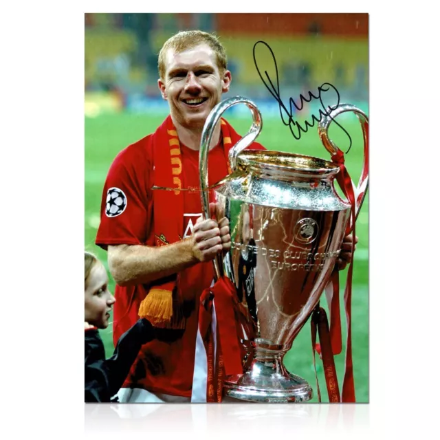 Von Paul Scholes signiertes Foto von Manchester United: Champion