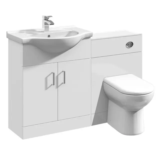 Vanity Unit with Combined Sink & Toilet Bathroom Suite Furniture WC Set 1150mm