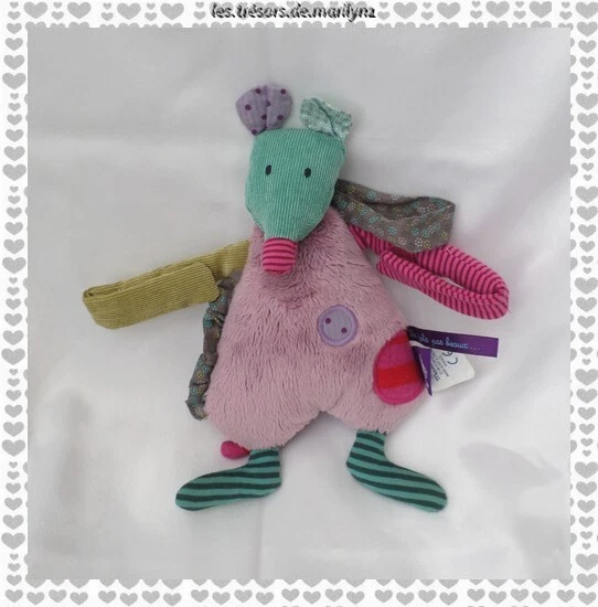 Doudou Peluche Souris Violet d'activités Les Jolis Pas Beaux Moulin Roty